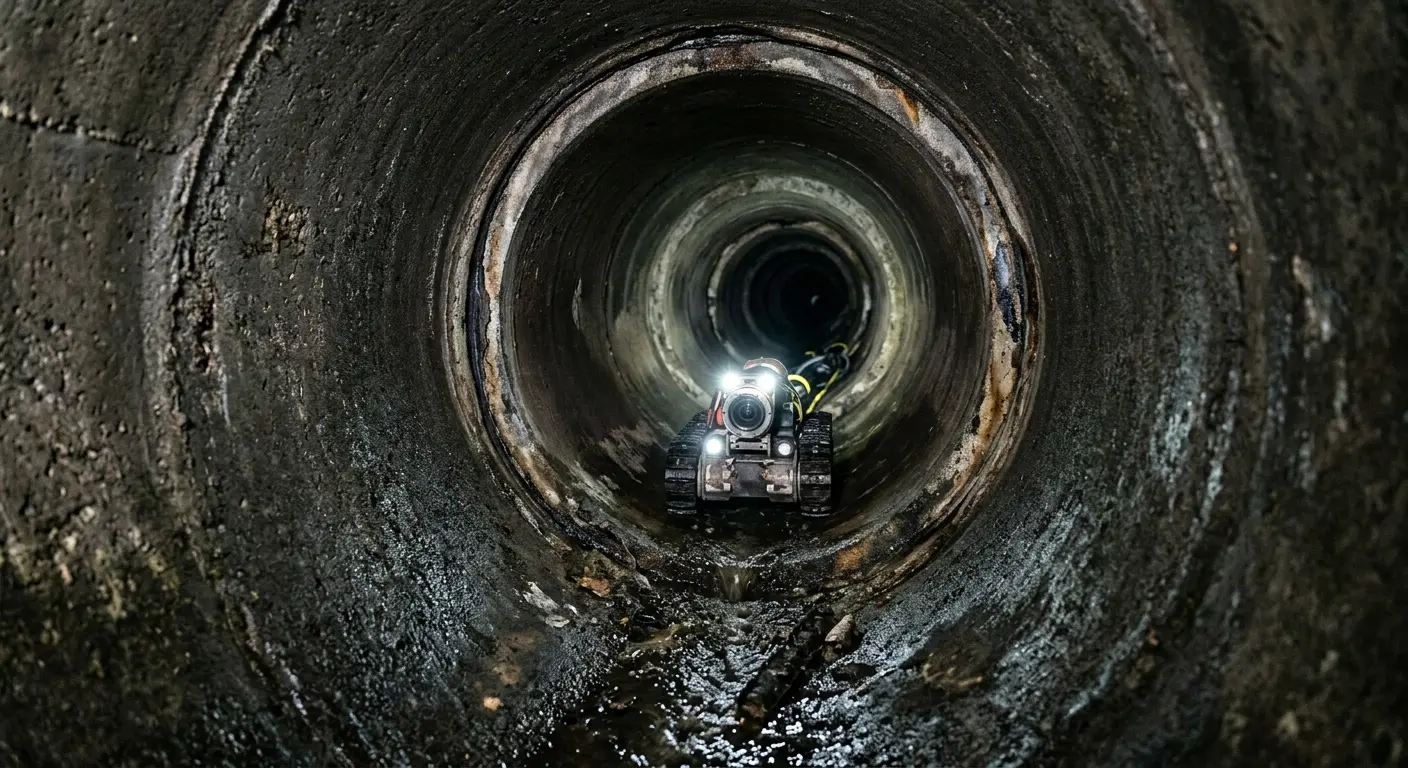 Robotic sewer camera inspecting pipe interior for Drain Snake Service in Spokane Valley